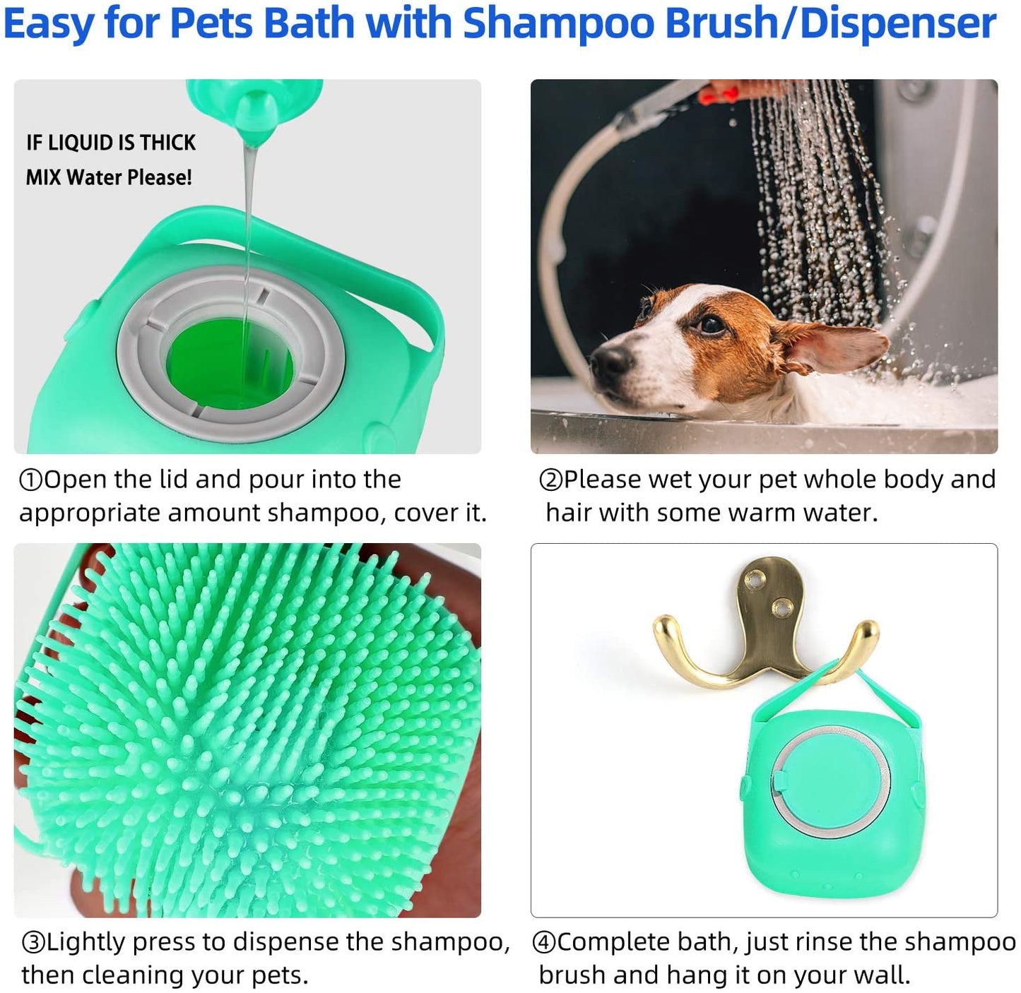 Pet Shampoo Massager Brush & Massage Comb Grooming Scrubber Shower Brush For Bathing Short Hair Soft Silicone Brushes