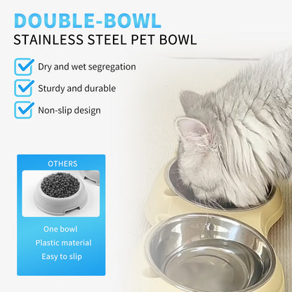 Double Stainless Steel Pet Bowl Set