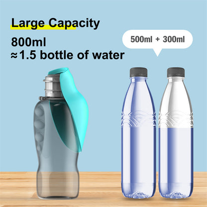 Portable Leakproof Dog Water Bottle & Built-in Dispenser (800ml)