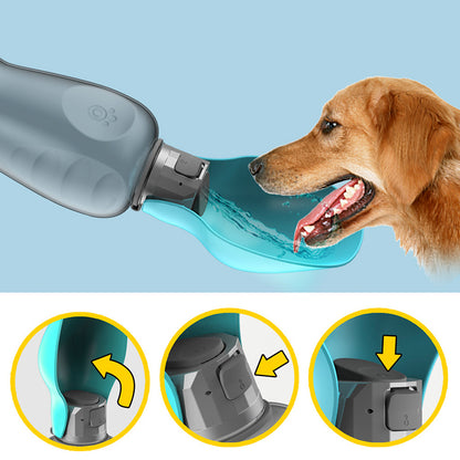 Portable Leakproof Dog Water Bottle & Built-in Dispenser (800ml)