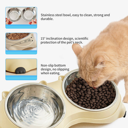 Double Stainless Steel Pet Bowl Set