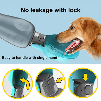 Portable Leakproof Dog Water Bottle & Built-in Dispenser (800ml)