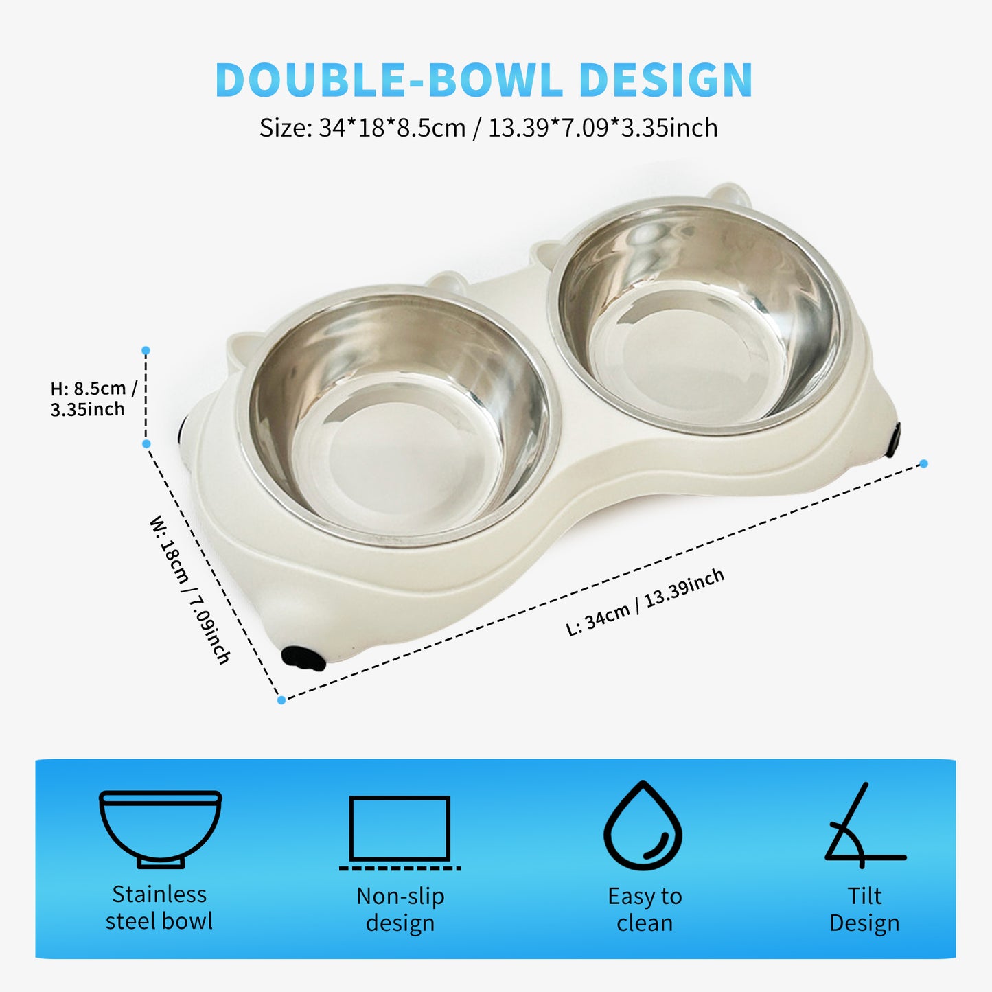 Double Stainless Steel Pet Bowl Set