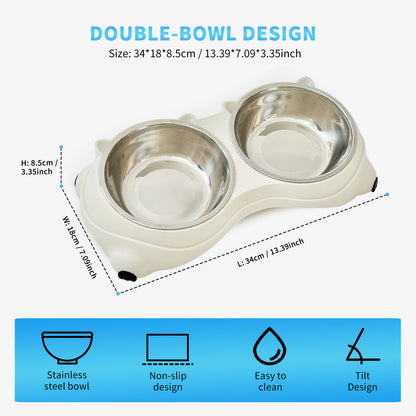 Double Stainless Steel Pet Bowl Set